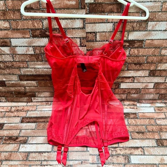 Victorias Secret Red Lace Corset 36B - Picture 2 of 7